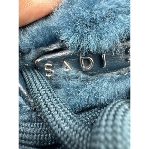 Sadi Studios Teal Blue Fur Pop Leather Sneakers Chunky Sole Platforms Size 6 - Picture 9 of 16